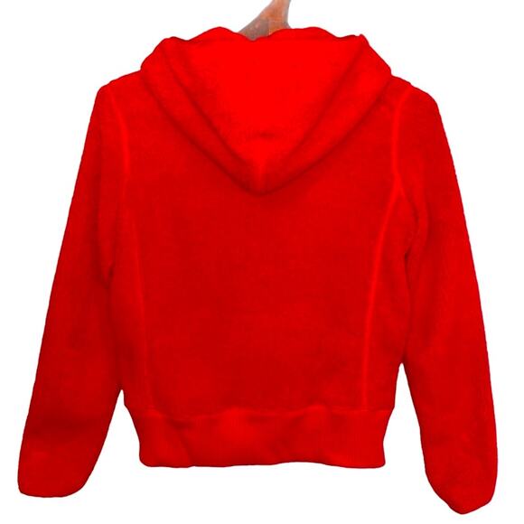 American Eagle Outfitters Cherry Red Zip Teddy Hoodie with Pockets size Medium - Picture 4 of 9